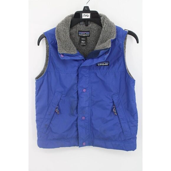 Patagonia jacket Vest fleece lined Size small kids blue and grey - Picture 1 of 11
